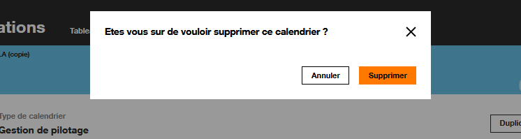 SMOP config calendar delete popin