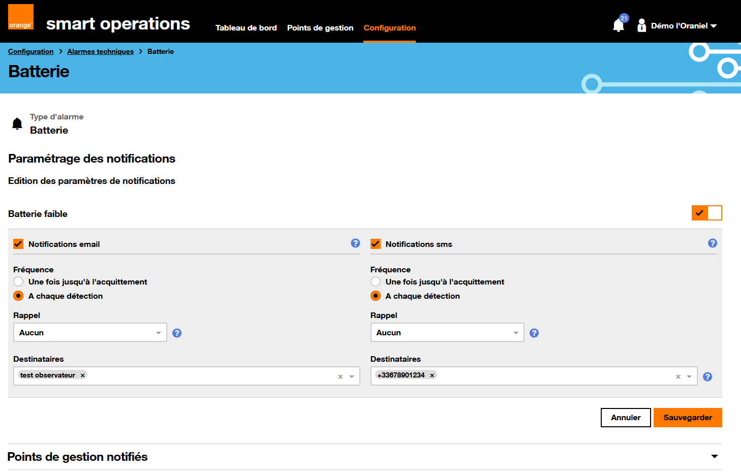 SMOP config alarmetech notif